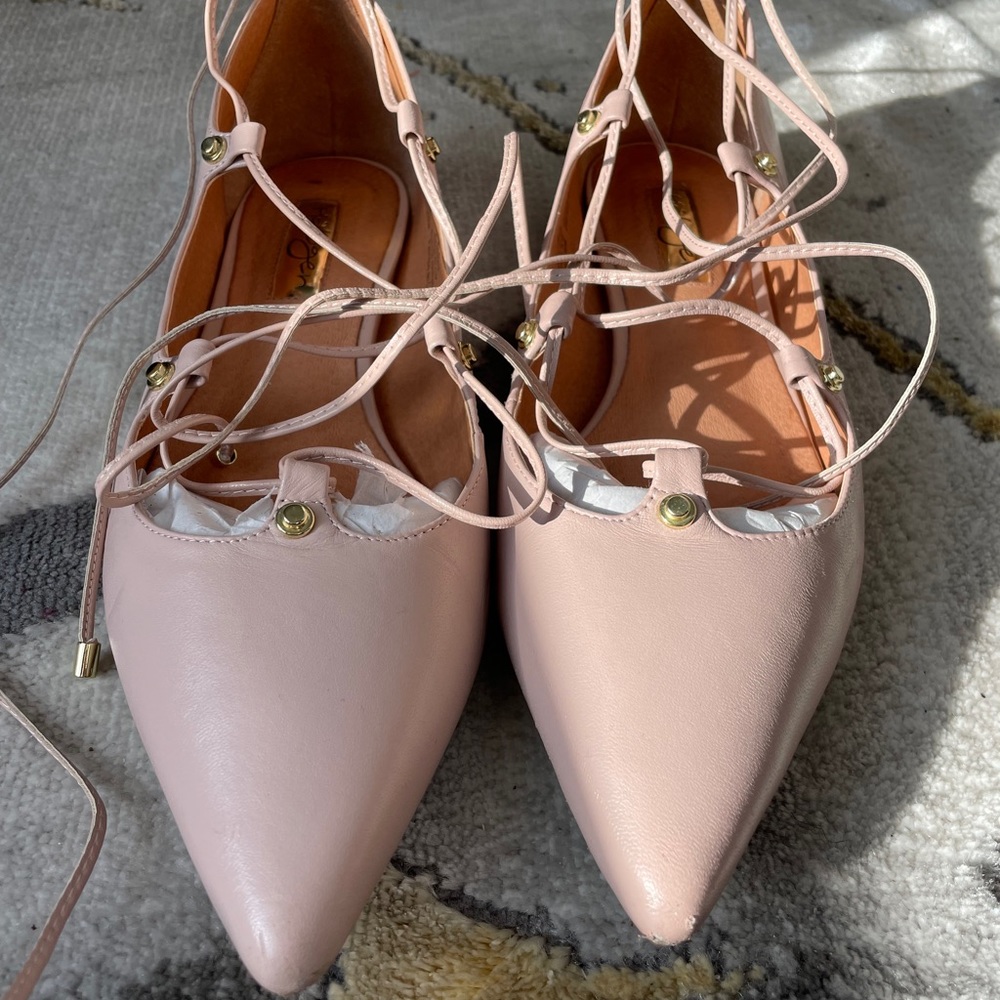 Womens Size 8 Halogen Pink Lace Up Flats